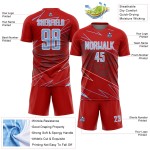 Uniform Custom Blue-White Jersey Red Light Soccer Sports Sublimation Lines Uniform Custom Blue-White Jersey Red Light Soccer Sports Sublimation Lines