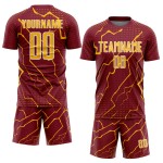 Gold-White Custom Sports Soccer Uniform Crimson Jersey Sublimation Lightning