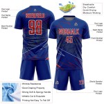 Jersey Custom Soccer Red-White Royal Sports Uniform Lines Sublimation