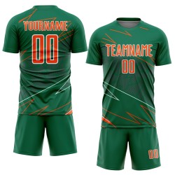 Lines Sublimation Jersey Custom Sports Orange-White Green Soccer Uniform Kelly Lines Sublimation Jersey Custom Sports Orange-White Green Soccer Uniform Kelly
